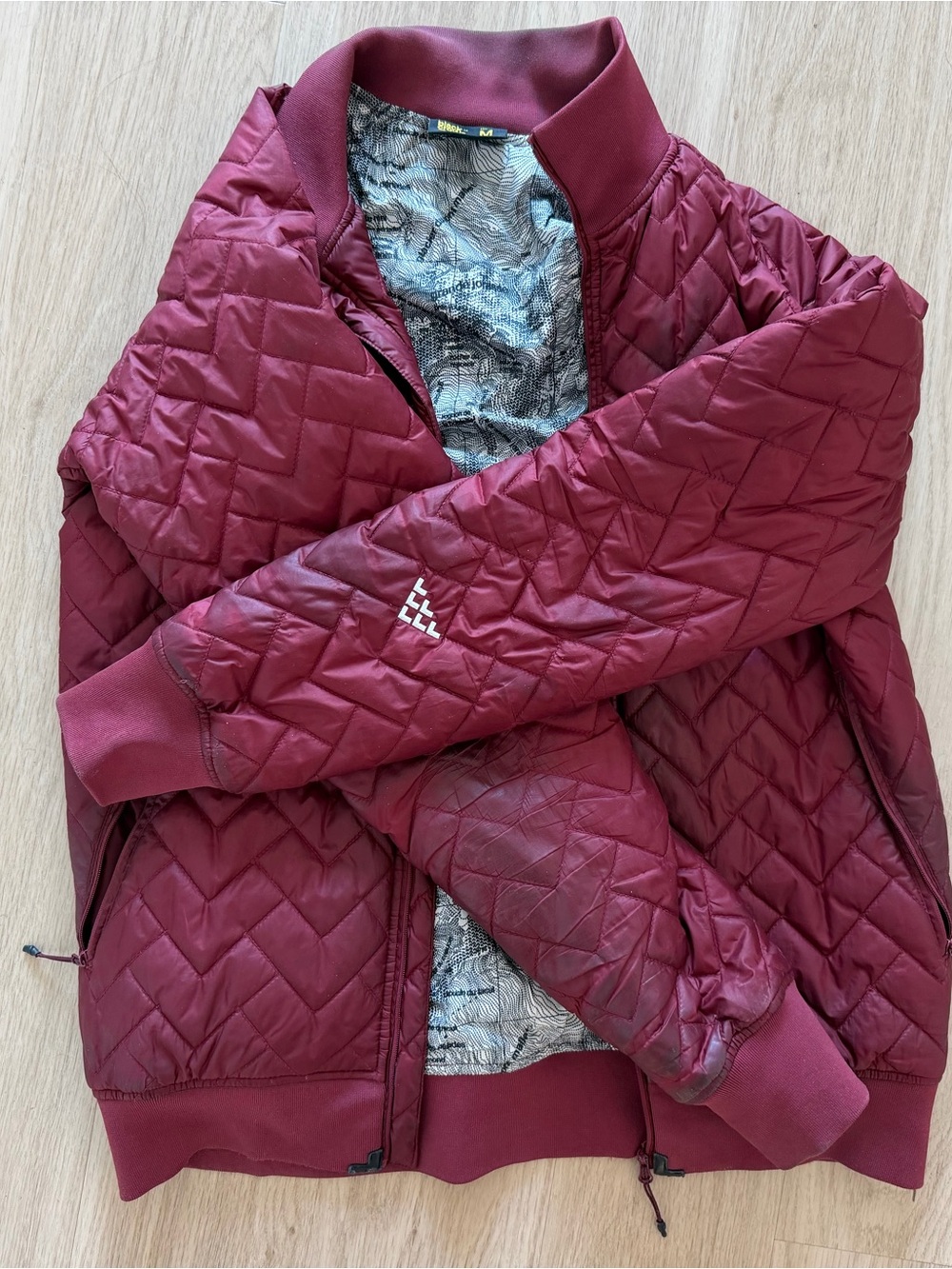 Men's Quilted Bomber Jacket - Burgundy